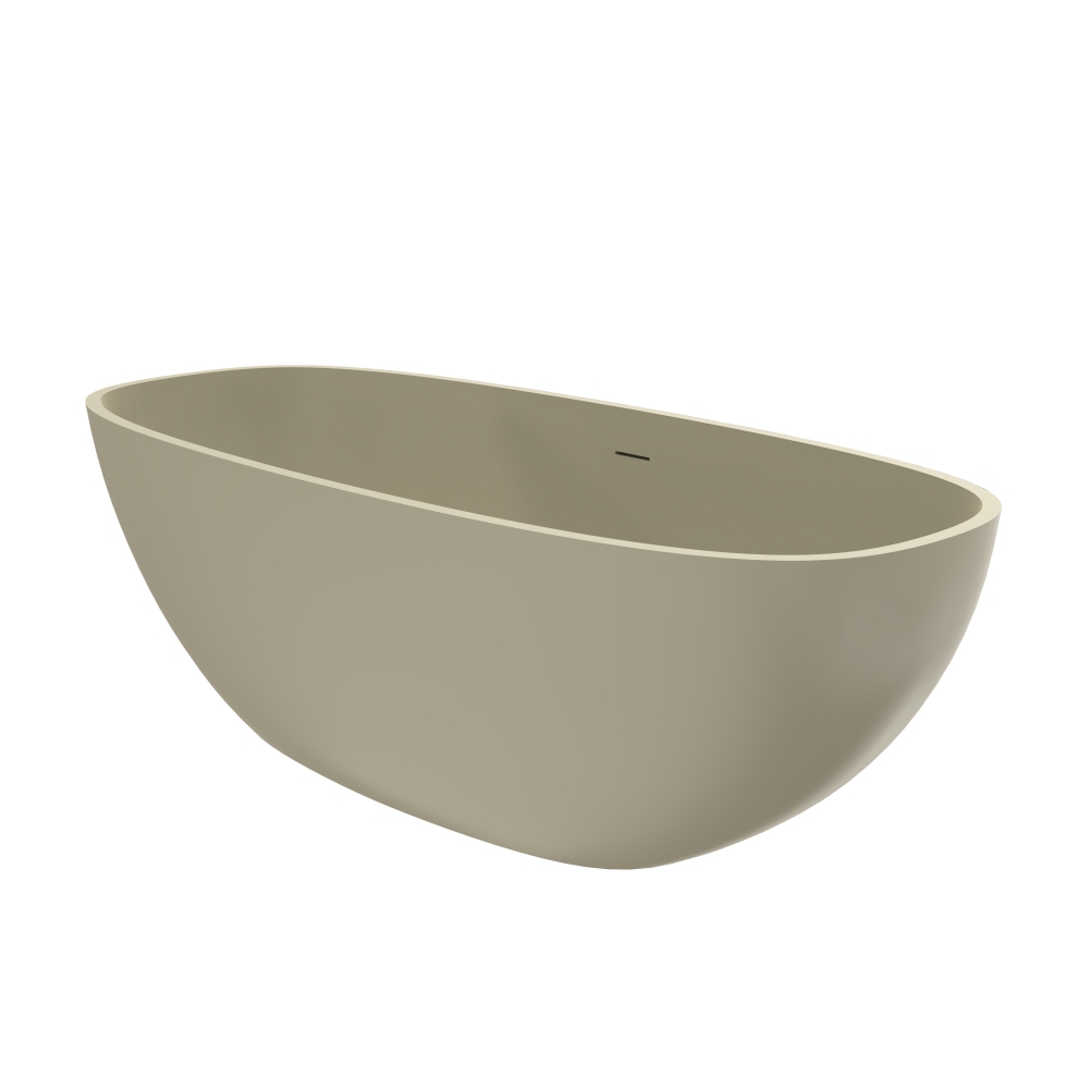 Moray 67 in. x 30 in. Solid Surface Stone Resin Flatbottom Freestanding Bathtub Soaking Bathtub in Khaki