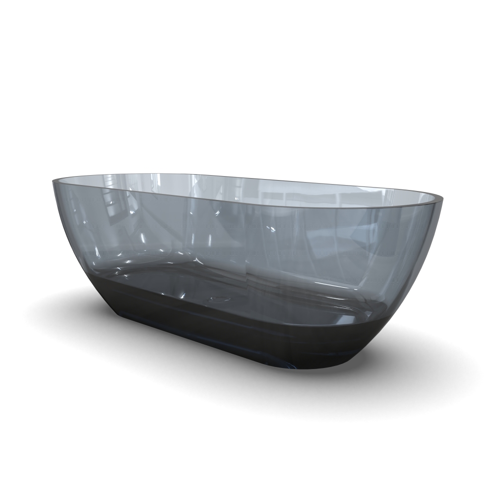 Moray 69 in. x 29.5 in. Solid Surface Stone Resin Flatbottom Freestanding Soaking Bathtub in Translucent black
