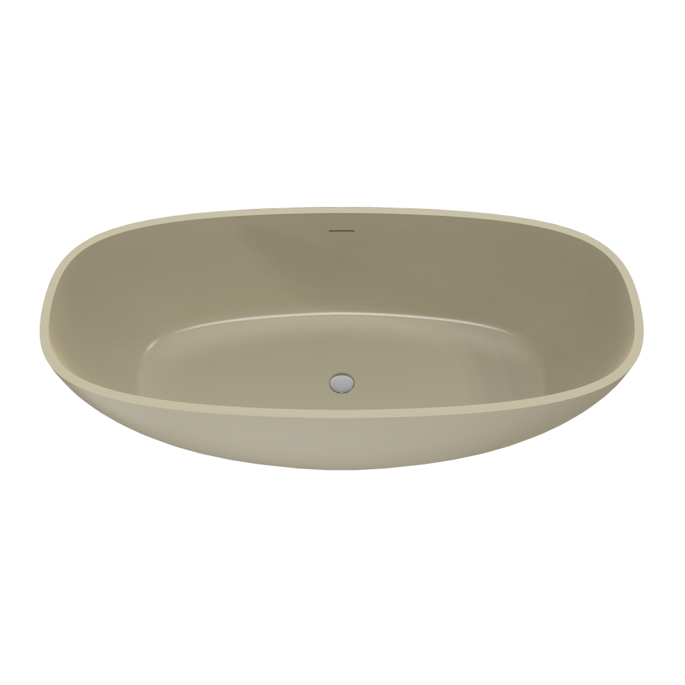 Moray 67 in. x 30 in. Solid Surface Stone Resin Flatbottom Freestanding Bathtub Soaking Bathtub in Khaki