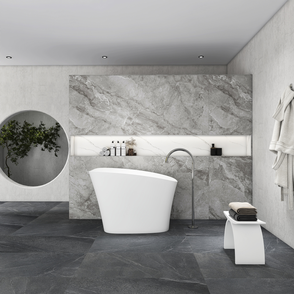 51 in. x 29 in. Stone Resin Solid Surface Freestanding Flat Bottom Japanese Soaking Bathtub in Matte White with Seat