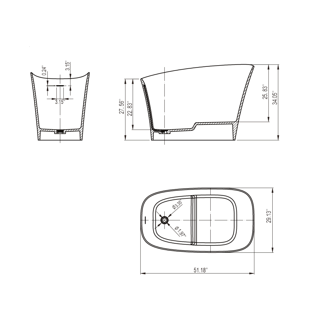 51 in. x 29 in. Stone Resin Solid Surface Freestanding Flat Bottom Japanese Soaking Bathtub in Matte White with Seat