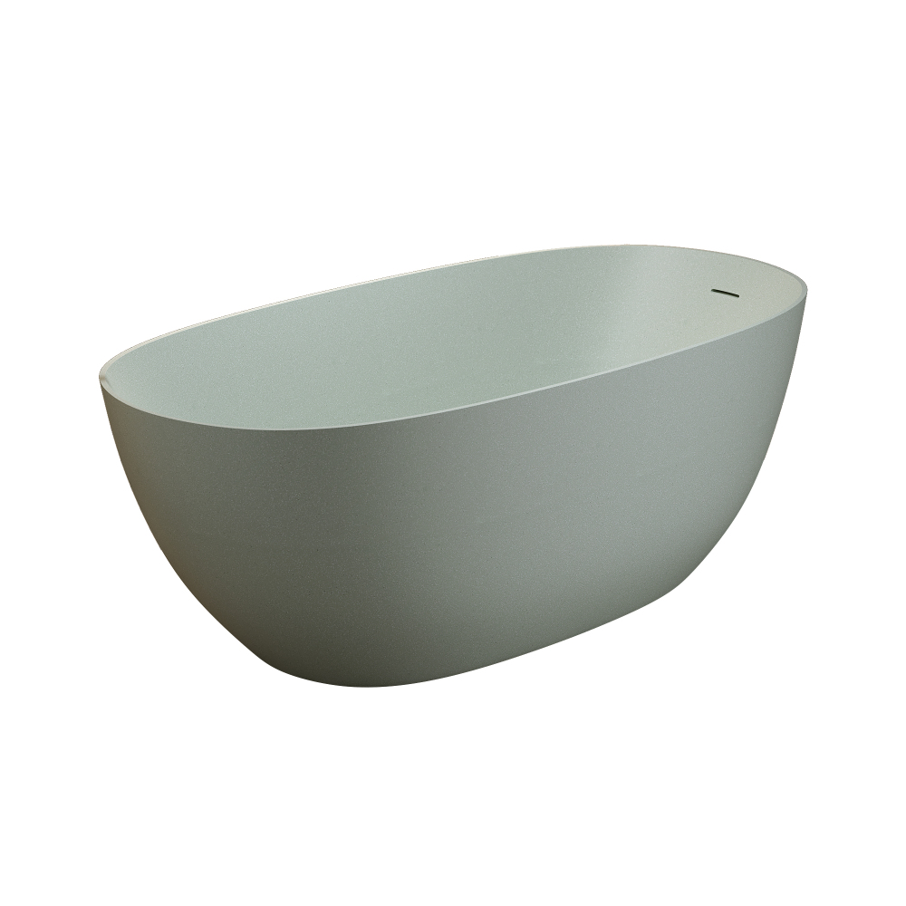 Moray 57 in. x 30.7 in. Solid Surface Stone Resin Flat Bottom Freestanding Thin-Edge Soaking Bathtub in Terrazzo Green