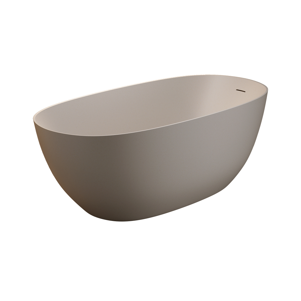 Moray 65 in. x 31.5 in. Solid Surface Stone Resin Flat Bottom Freestanding Thin-Edge Soaking Bathtub in Terrazzo Beige