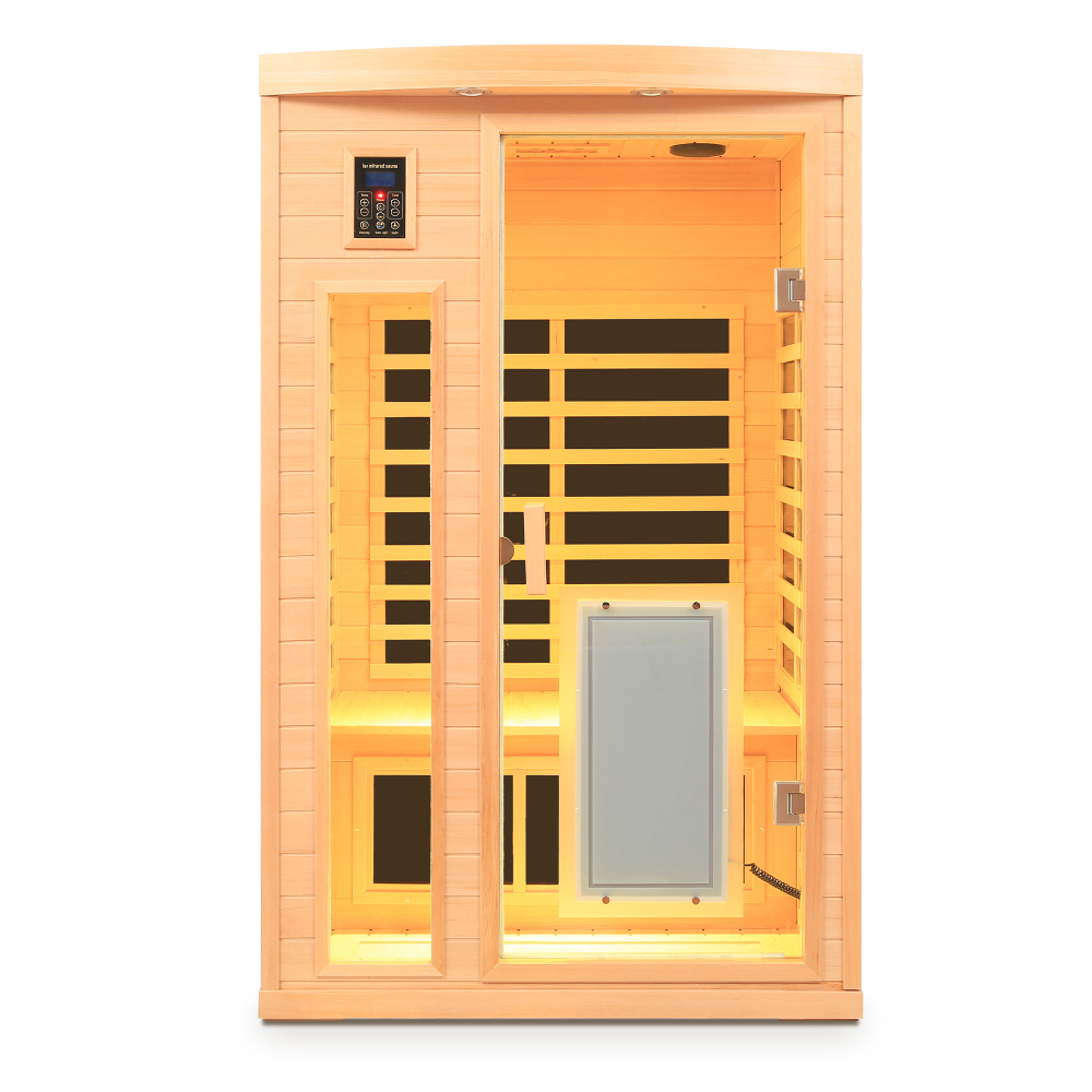 Moray 1-2 Person Indoor Hemlock infrared Sauna with 8 Far-infrared Carbon Crystal Heaters and Chromotherapy