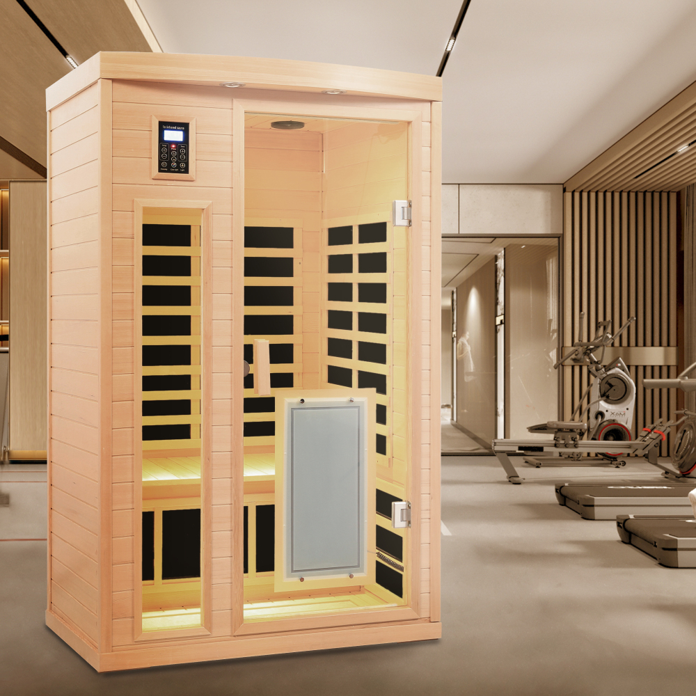 Moray 1-2 Person Indoor Hemlock infrared Sauna with 8 Far-infrared Carbon Crystal Heaters and Chromotherapy