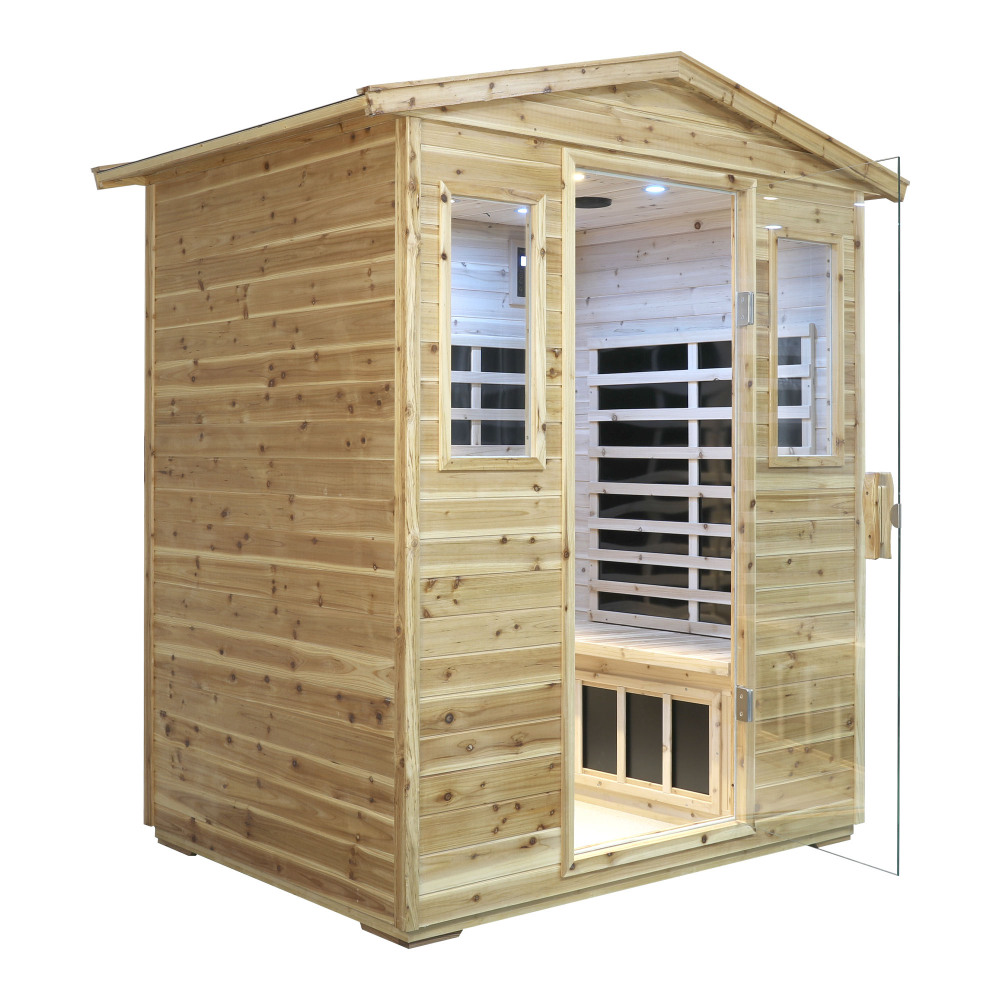 Moray 4-Person Outdoor Fir Infrared Sauna with 8 Far-Infrared Carbon Crystal Heaters and Chromotherapy