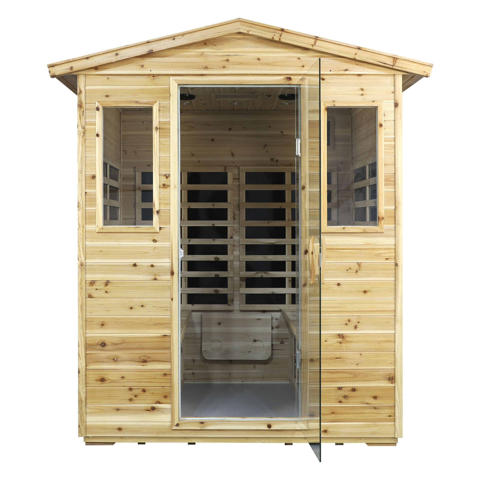Moray 4-Person Outdoor Fir Infrared Sauna with 8 Far-Infrared Carbon Crystal Heaters and Chromotherapy
