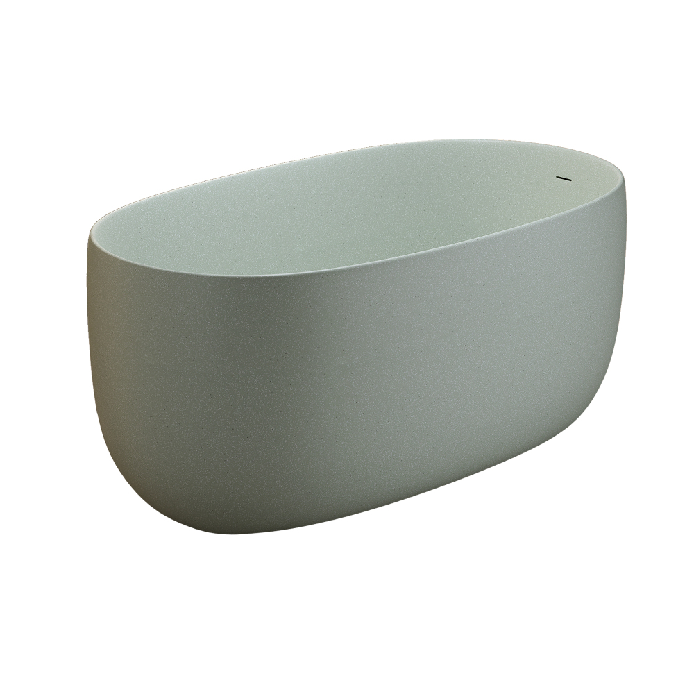 47'' Freestanding Bathtub Resin Stone Soaking Bathtub Solid Surface Modern Tubs with Overflow and Pop-up Drain