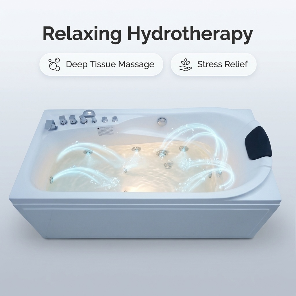67 in. x 34 in. Acrylic Whirlpool Bathtub with Center Drain,White