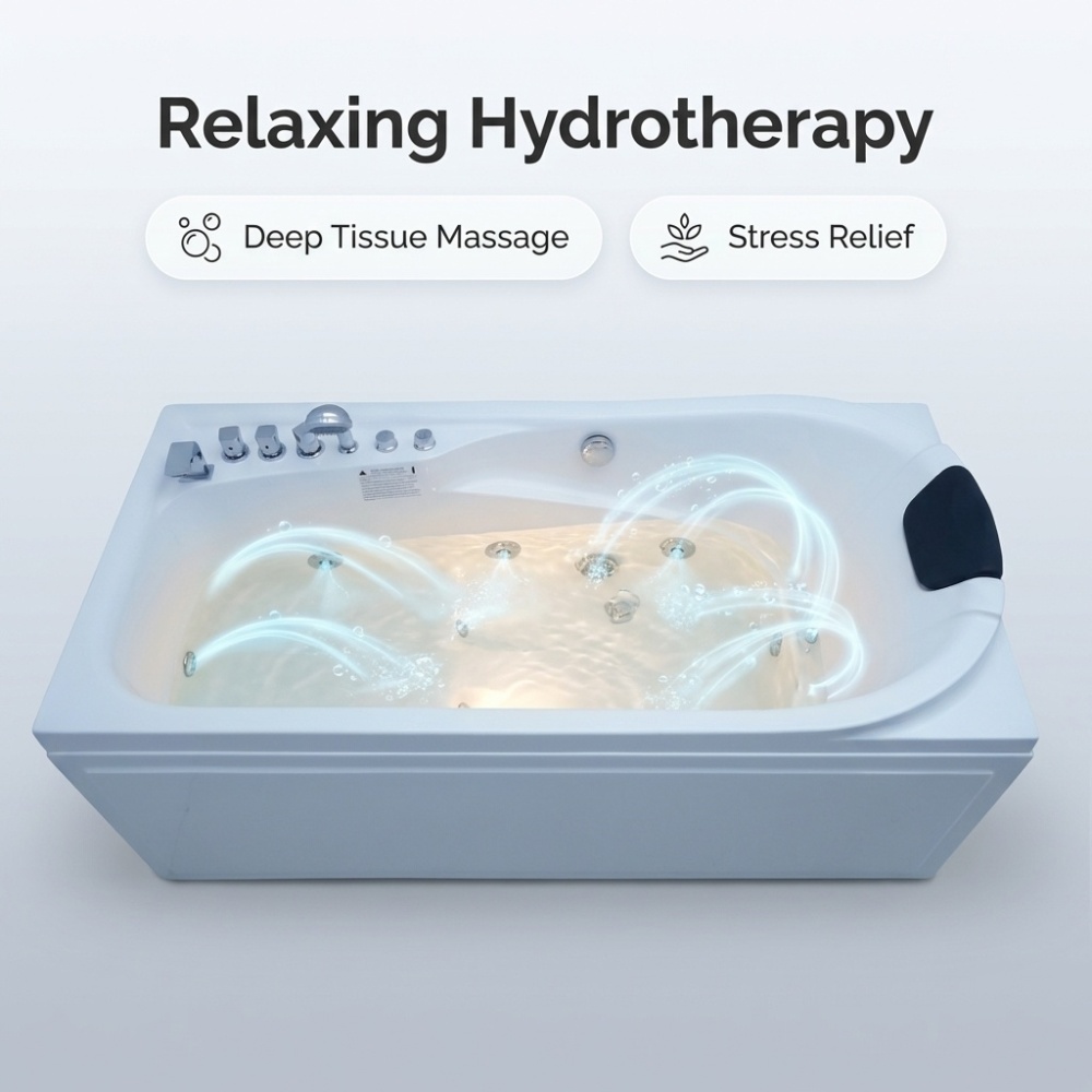 67 in. x 34 in. Acrylic Whirlpool Bathtub with Center Drain,White