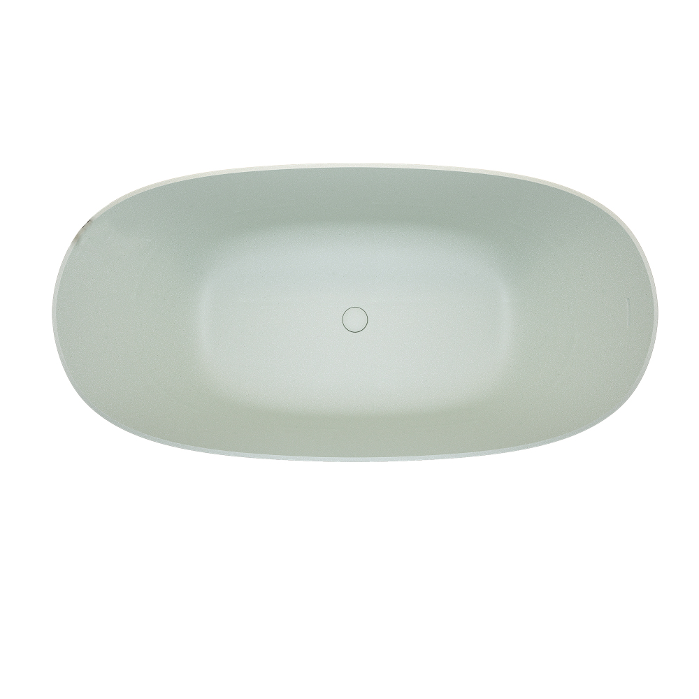 Moray 69 in. x 32 in. Solid Surface Stone Resin Flat Bottom Freestanding Thin-Edge Soaking Bathtub in Terrazzo Green
