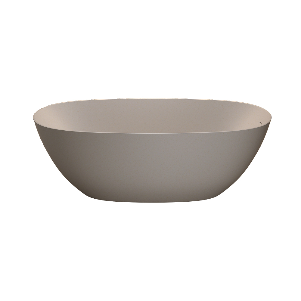 Moray 69 in. x 32 in. Solid Surface Stone Resin Flat Bottom Freestanding Thin-Edge Soaking Bathtub in Terrazzo Beige