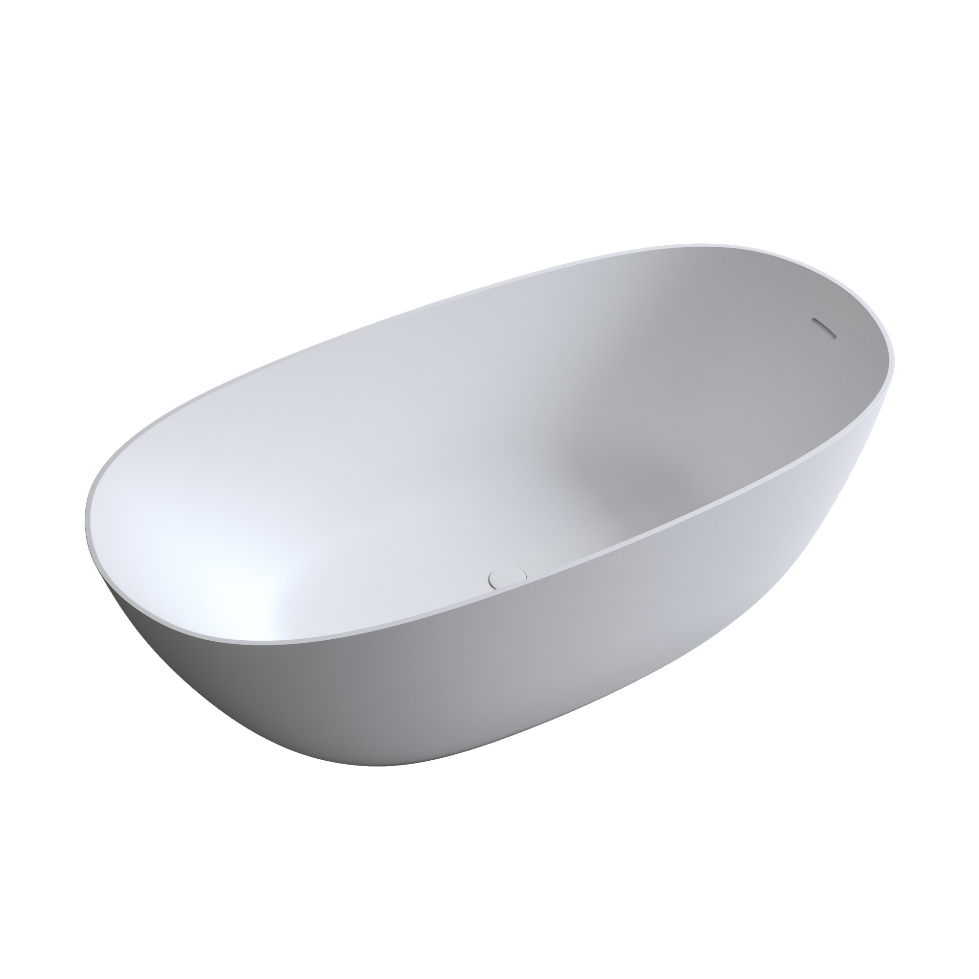 Moray 57 in. x 31 in. Solid Surface Stone Resin Flat Bottom Freestanding Thin-Edge Soaking Bathtub in Matte White