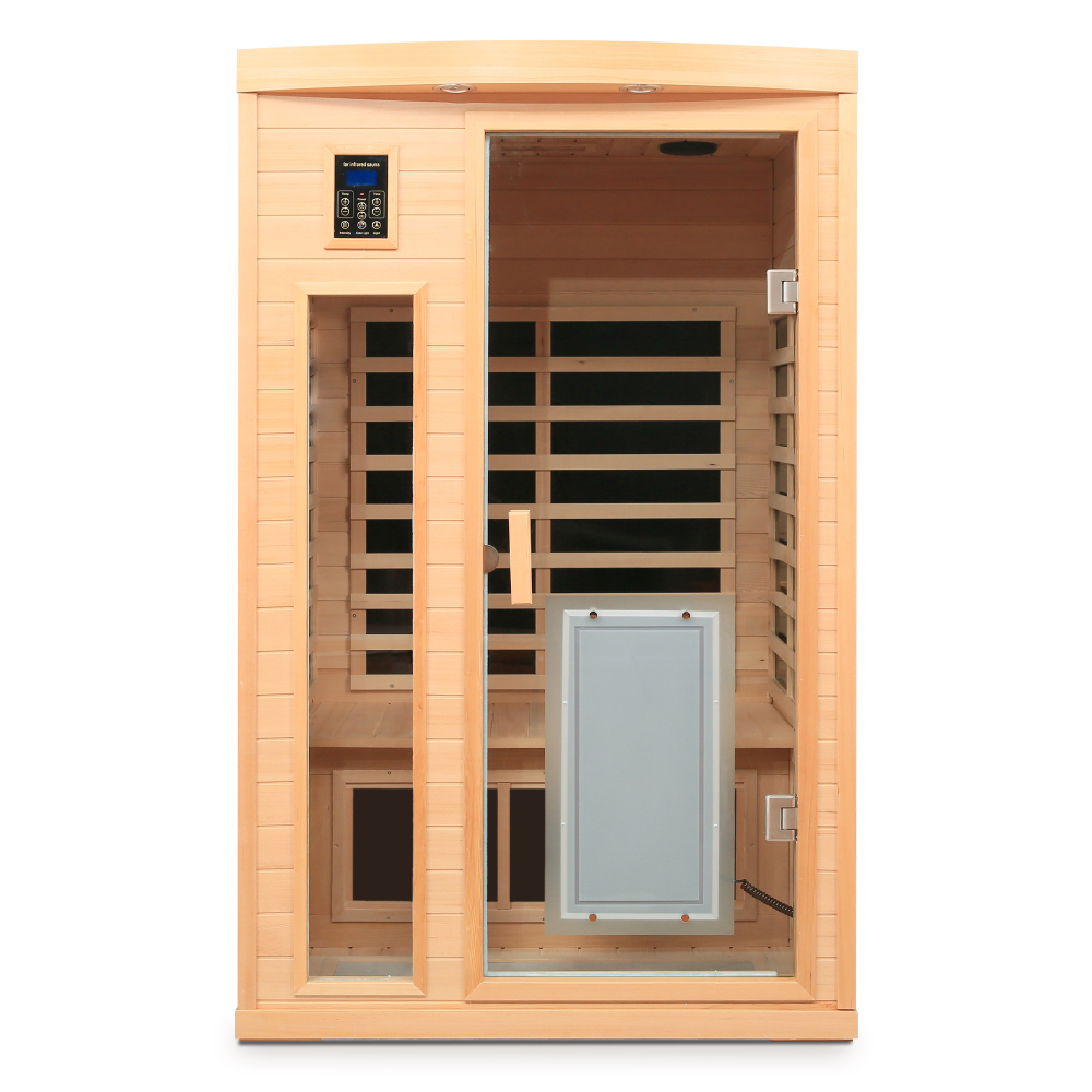 Moray 1-2 Person Indoor Hemlock infrared Sauna with 8 Far-infrared Carbon Crystal Heaters and Chromotherapy