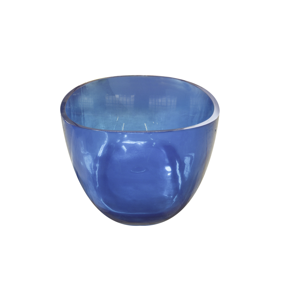 Moray 64 in. x 29 in. Stone Resin Flatbottom Solid Surface Freestanding Soaking Bathtub in Blue with Brass Drain