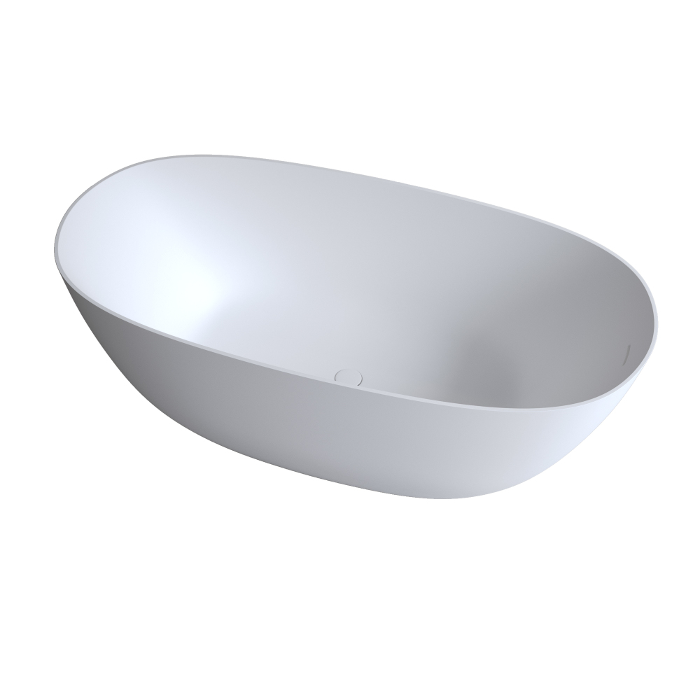 Moray 65 in. x 31.5 in. Solid Surface Stone Resin Flat Bottom Freestanding Thin-Edge Soaking Bathtub in Matte White