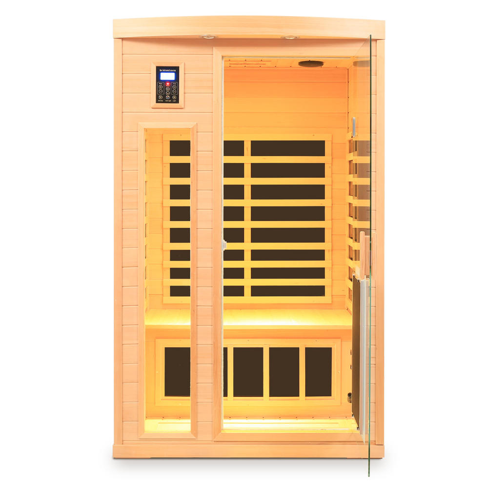 Moray 1-2 Person Indoor Hemlock infrared Sauna with 8 Far-infrared Carbon Crystal Heaters and Chromotherapy