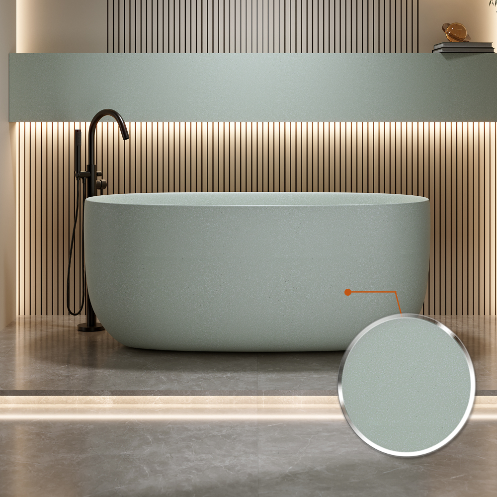 Moray 51 in. x 25 in. Solid Surface Stone Resin Flatbottom Freestanding Double Slipper Soaking Bathtub in Emerald Green