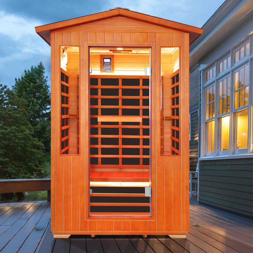 Moray 2-Person Outdoor Infrared Sauna in Red Cedar Wood with 8-Far-Infrared Carbon Crystal Heaters