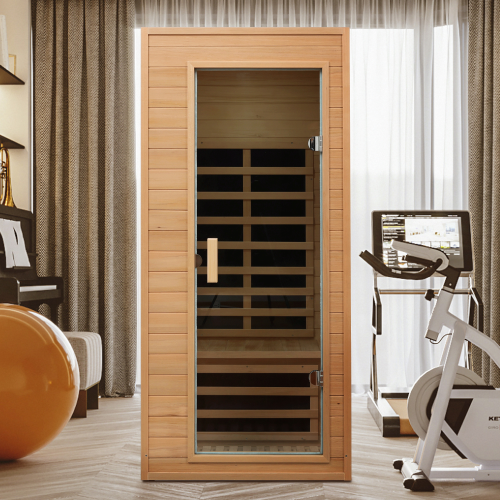 Moray 1-Person Indoor Hemlock Infrared Sauna with 5 Far-Infrared Carbon Crystal Heaters