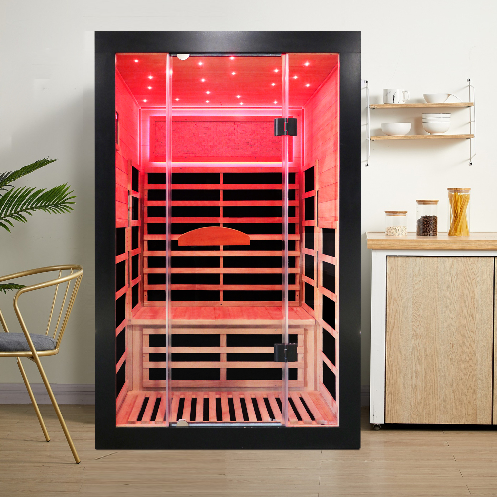 Moray 2-Person Indoor Infrared Sauna in Okoume Wood with 8-Far-Infrared Carbon Crystal Heaters