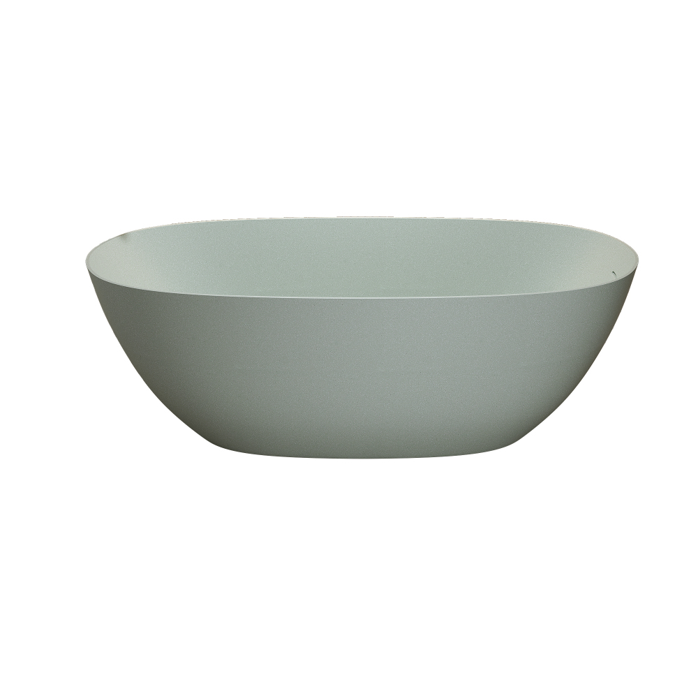 Moray 65 in. x 31.5 in. Solid Surface Stone Resin Flat Bottom Freestanding Thin-Edge Soaking Bathtub in Terrazzo Green