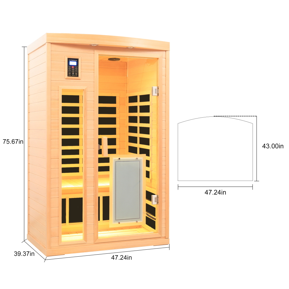 Moray 1-2 Person Indoor Hemlock infrared Sauna with 8 Far-infrared Carbon Crystal Heaters and Chromotherapy
