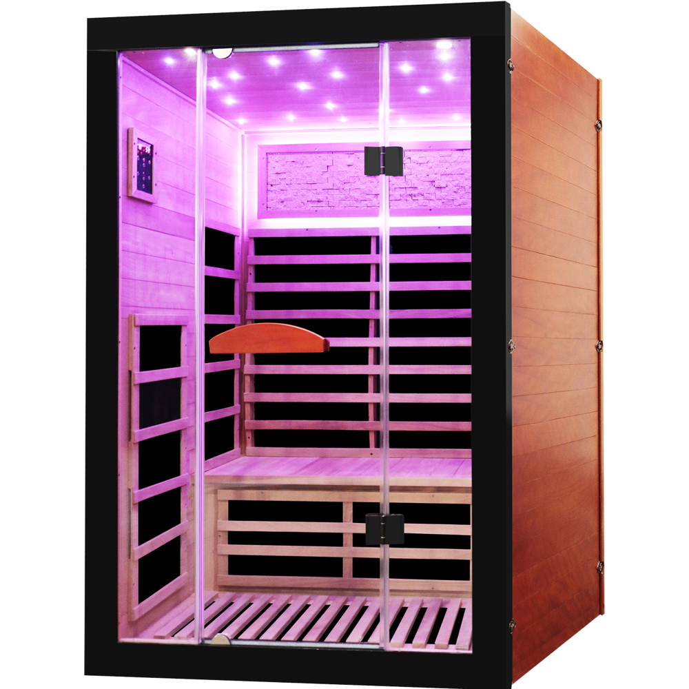 Moray 2-Person Indoor Infrared Sauna in Okoume Wood with 8-Far-Infrared Carbon Crystal Heaters