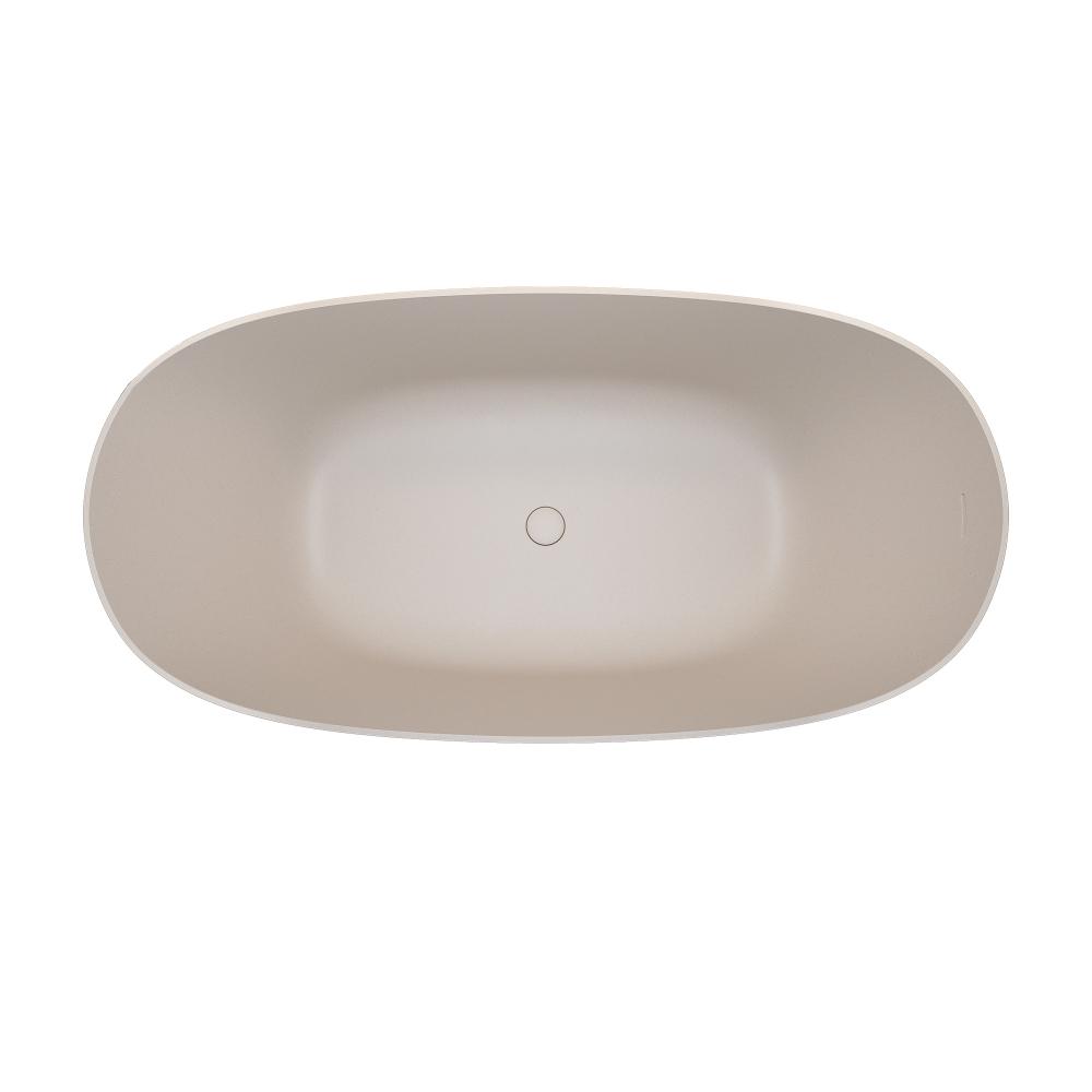 Moray 69 in. x 32 in. Solid Surface Stone Resin Flat Bottom Freestanding Thin-Edge Soaking Bathtub in Terrazzo Beige