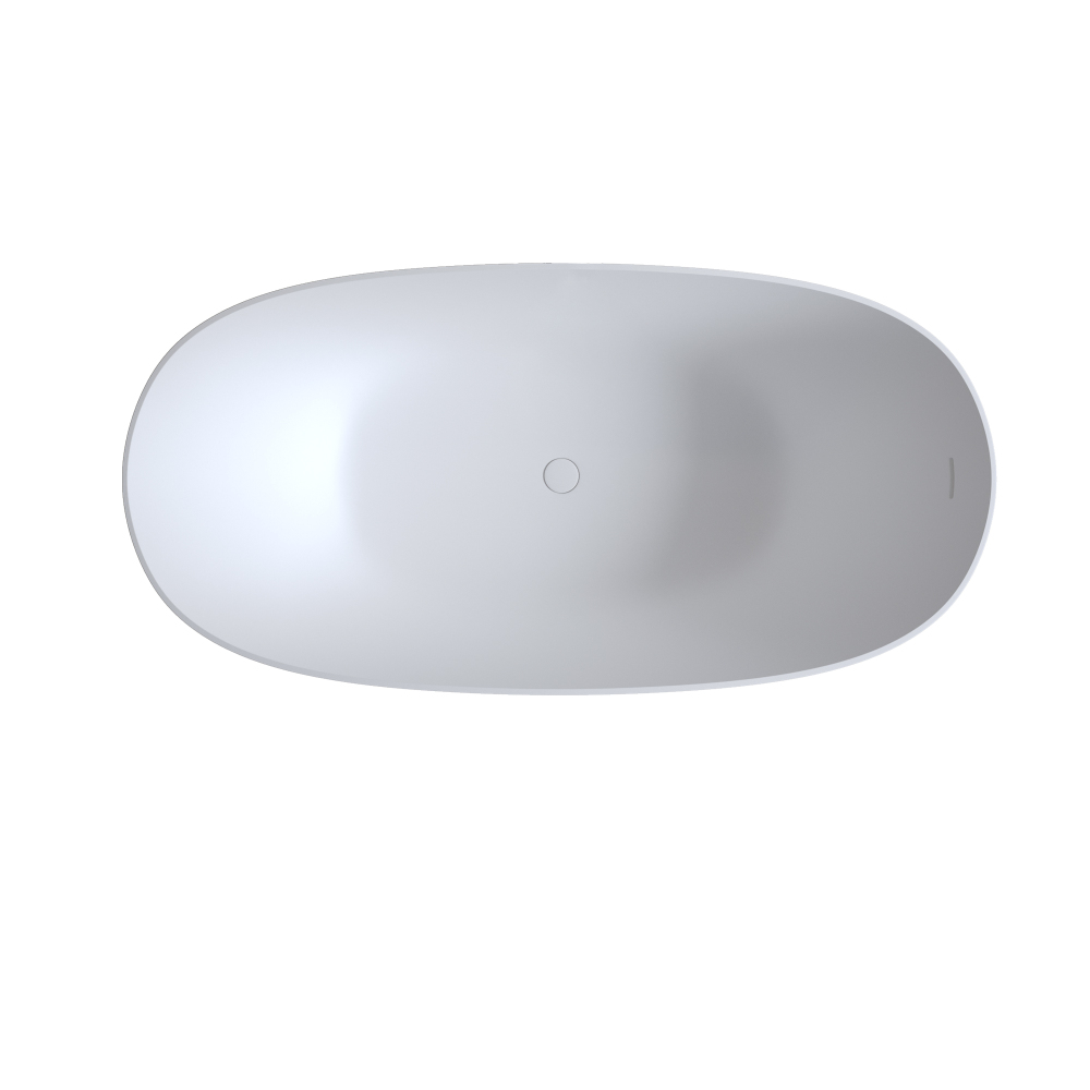 Moray 65 in. x 31.5 in. Solid Surface Stone Resin Flat Bottom Freestanding Thin-Edge Soaking Bathtub in Matte White