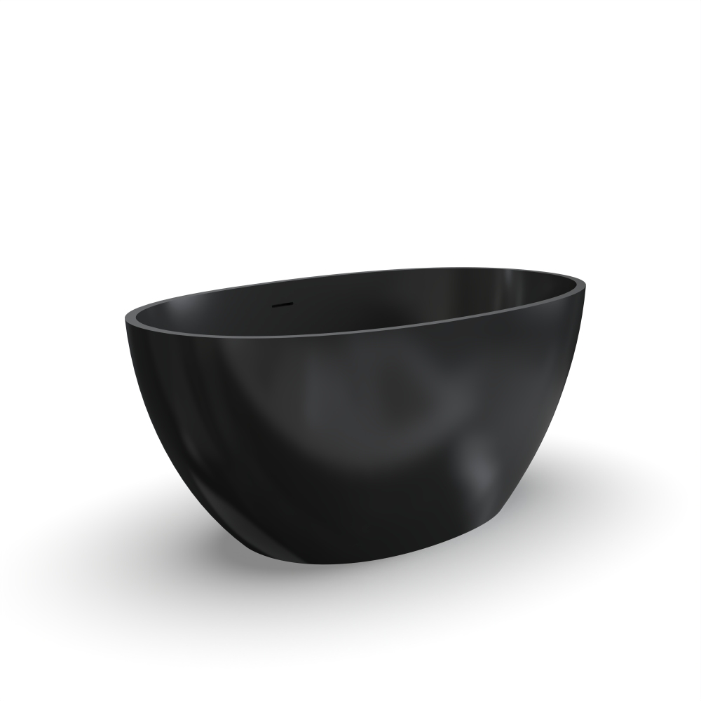 Moray 55 in. x 31 in. Solid Surface Stone Resin Flatbottom Freestanding Bathtub Soaking Bathtub in Matte Black