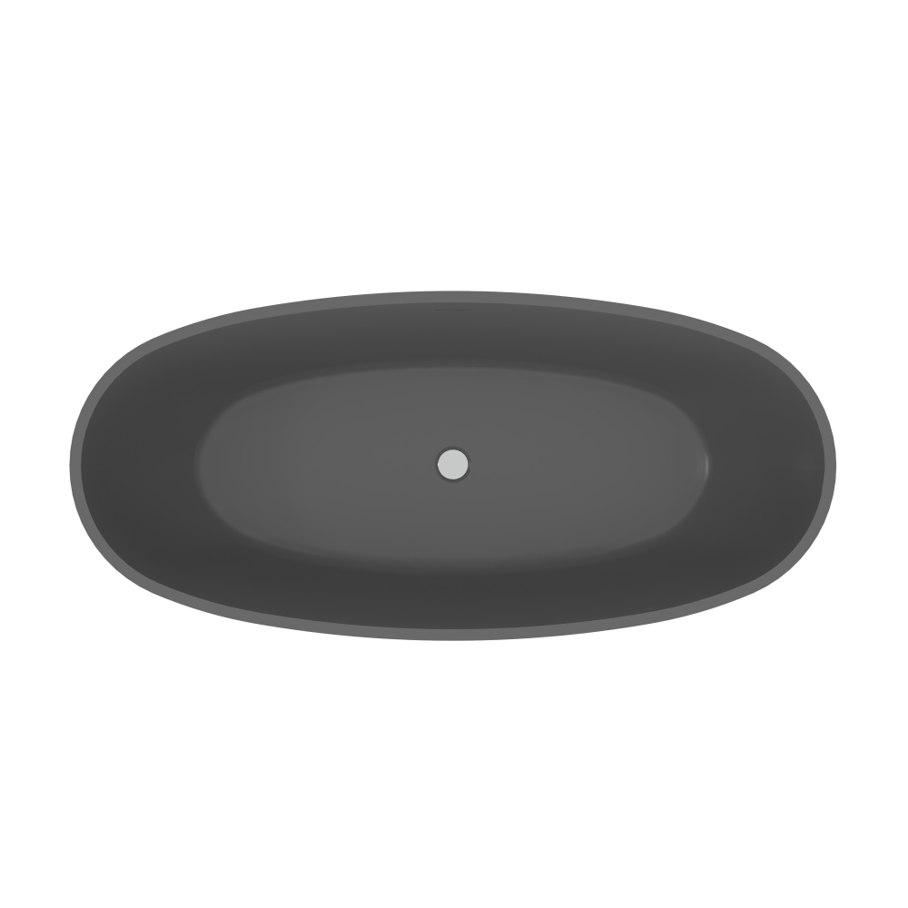 Moray 65 in. x 30 in. Solid Surface Stone Resin Flatbottom Freestanding Double Slipper Soaking Bathtub in Matte Gray