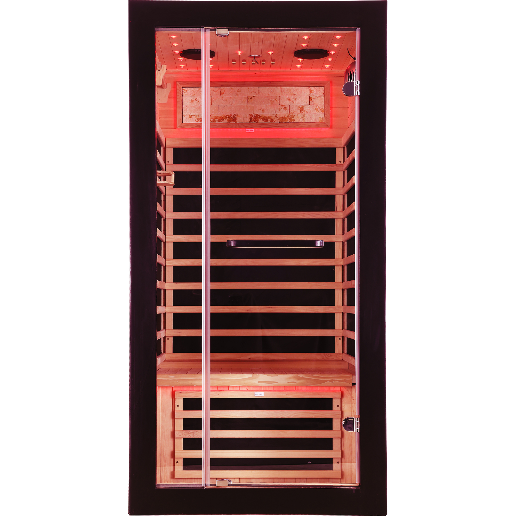 Moray 1-Person Indoor Infrared Sauna in Hemlock with Bluetooth Speakers, LED Lights, 7-Heating Panels, 1450-Watt