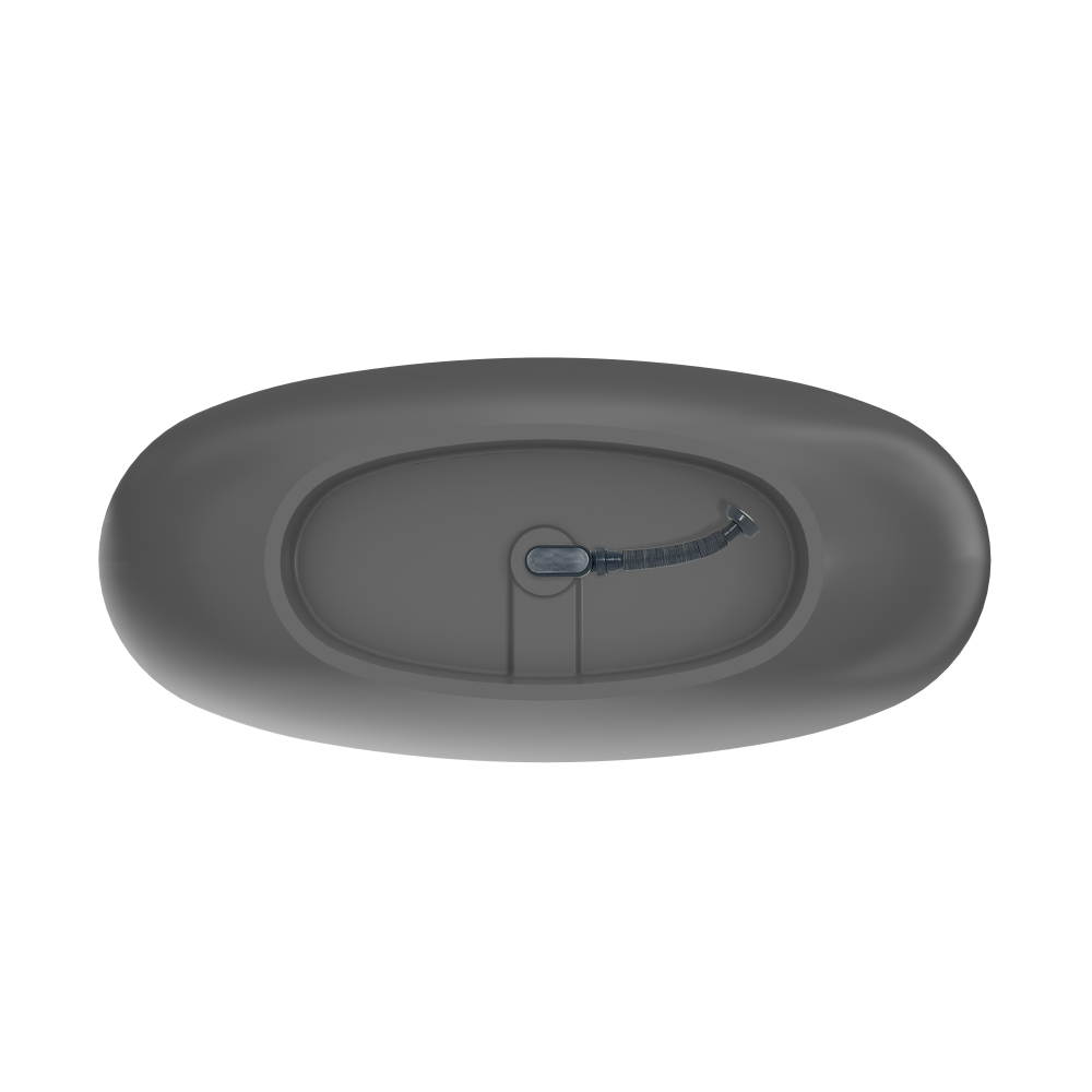 Moray 65 in. x 30 in. Solid Surface Stone Resin Flatbottom Freestanding Double Slipper Soaking Bathtub in Matte Gray