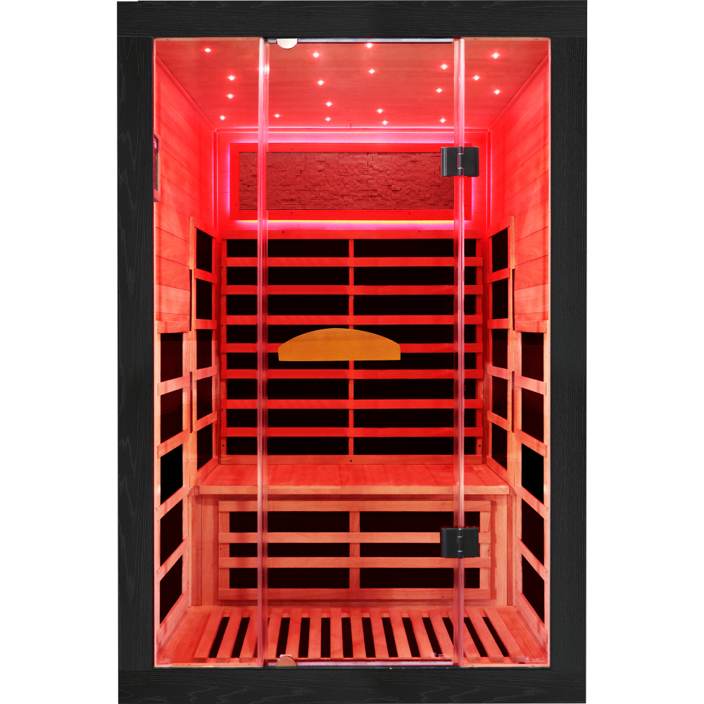 Moray 2-Person Indoor Infrared Sauna in Okoume Wood with 8-Far-Infrared Carbon Crystal Heaters