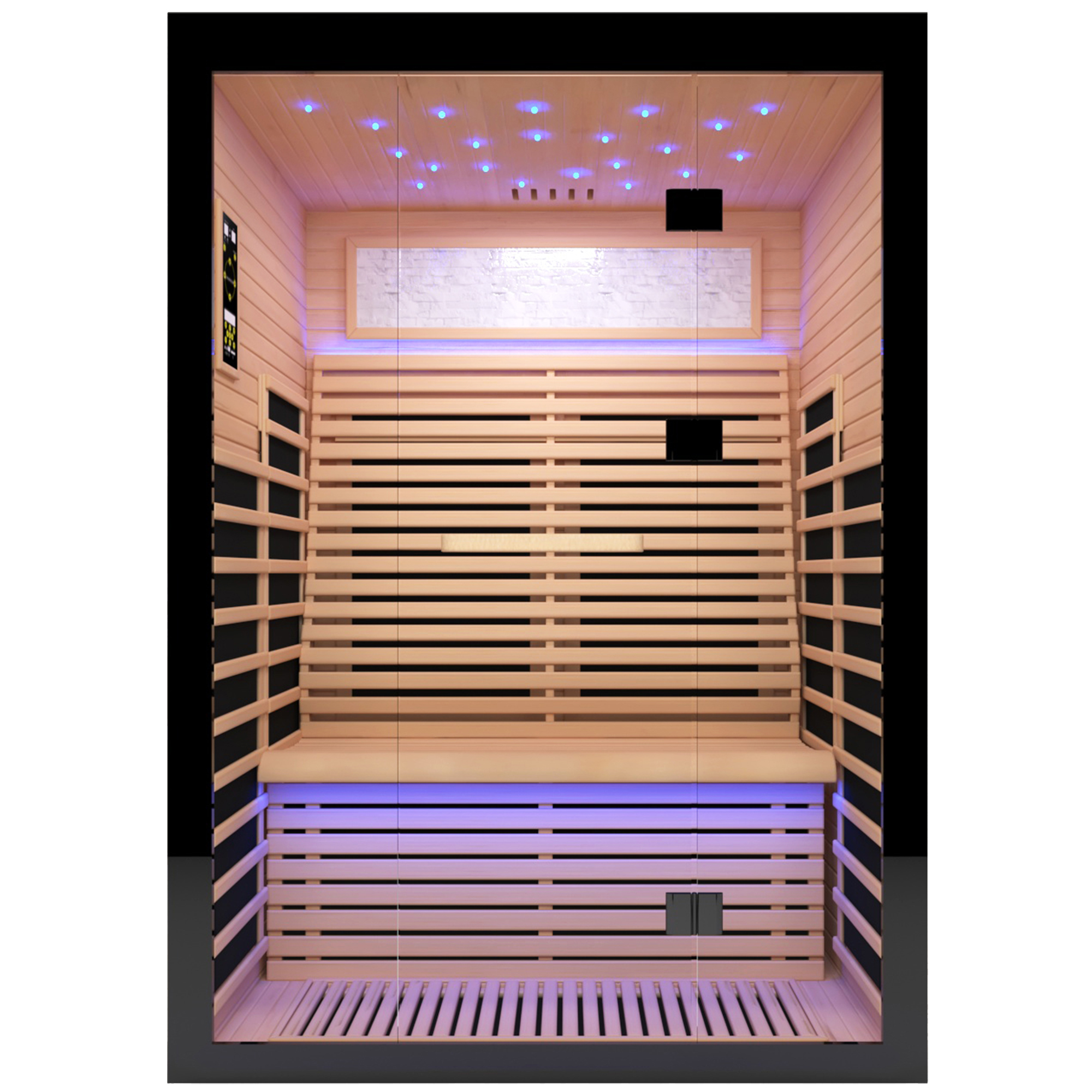 Felixo 2-Person Indoor Canadian Hemlock Luxury Far Infrared Sauna with 8-Heating Panels and Chromotherapy Lights