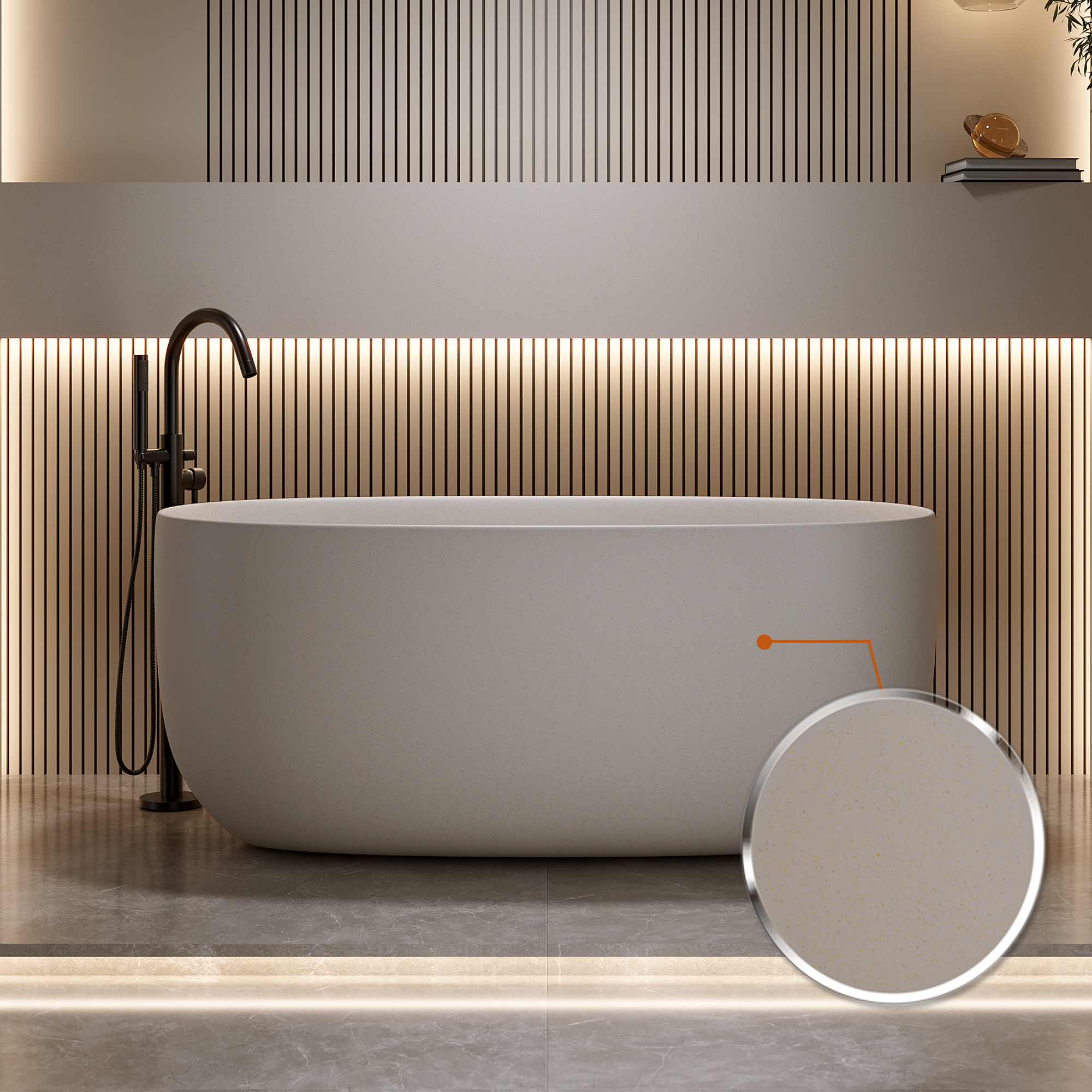 Moray 51 in. x 25 in. Solid Surface Stone Resin Flatbottom Freestanding Double Slipper Soaking Bathtub in Warm Yellow