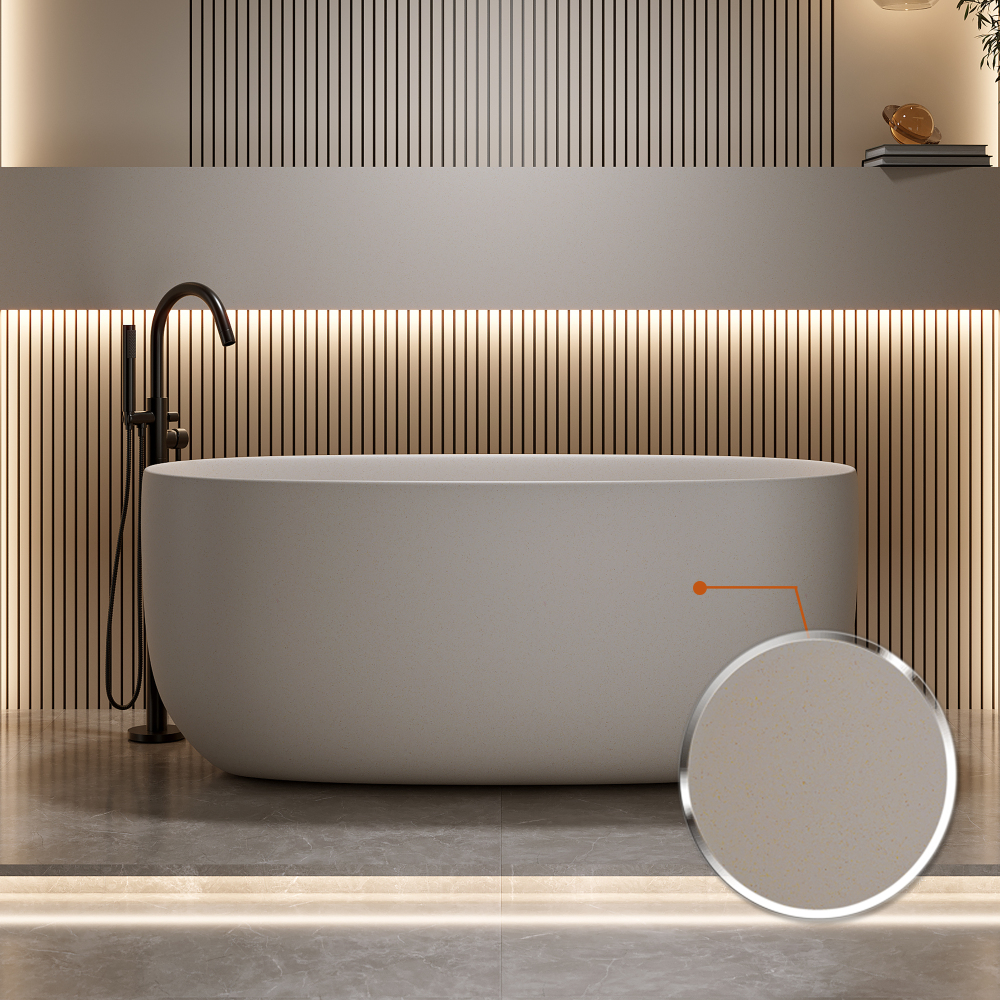 Moray 51 in. x 25 in. Solid Surface Stone Resin Flatbottom Freestanding Double Slipper Soaking Bathtub in Warm Yellow