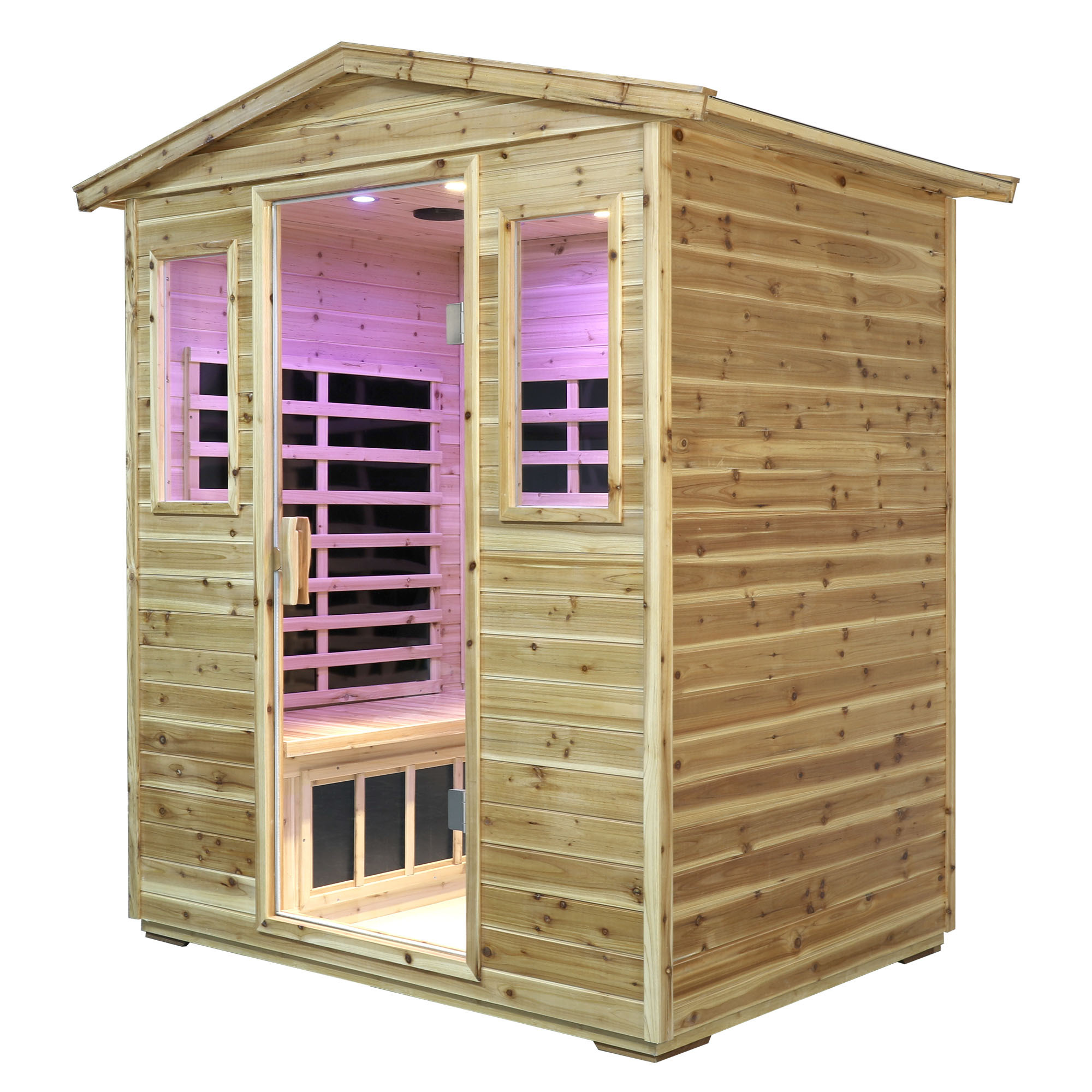 Moray 4-Person Outdoor Fir Infrared Sauna with 8 Far-Infrared Carbon Crystal Heaters and Chromotherapy