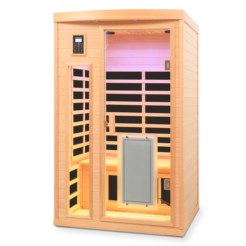 Moray 1-2 Person Indoor Hemlock infrared Sauna with 8 Far-infrared Carbon Crystal Heaters and Chromotherapy