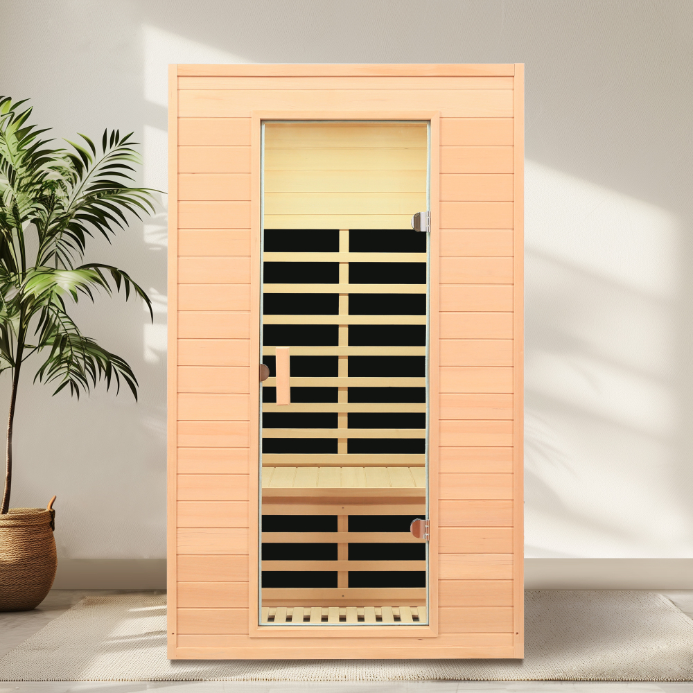 Moray 1-2 Person Indoor Hemlock infrared Sauna with 5 Far-infrared Carbon Crystal Heaters
