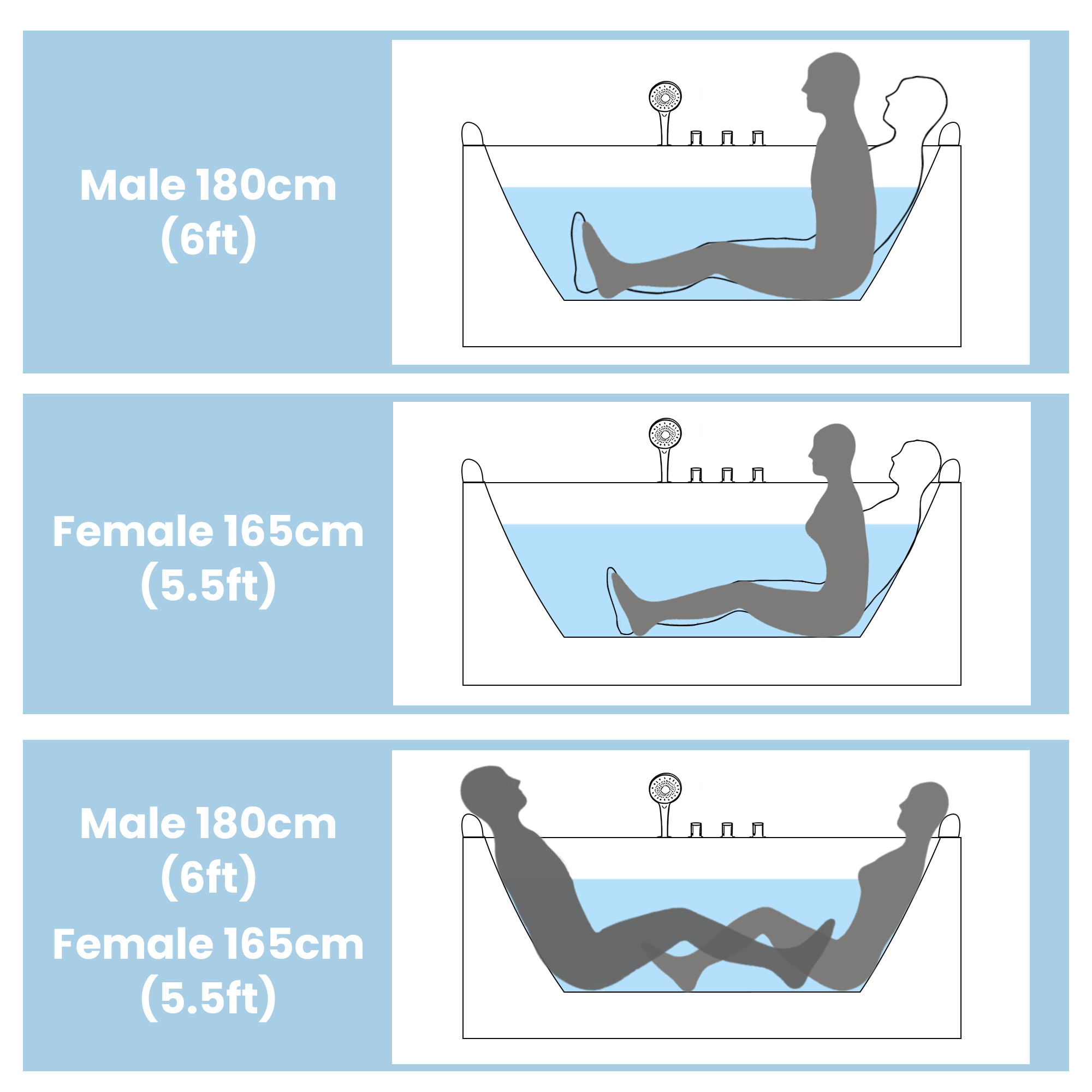 61 Inch Acrylic Whirlpool Massage Bathtub for 2 Person 16 Water Jets LED Lights Heater for Jacuzzi Spa Massage