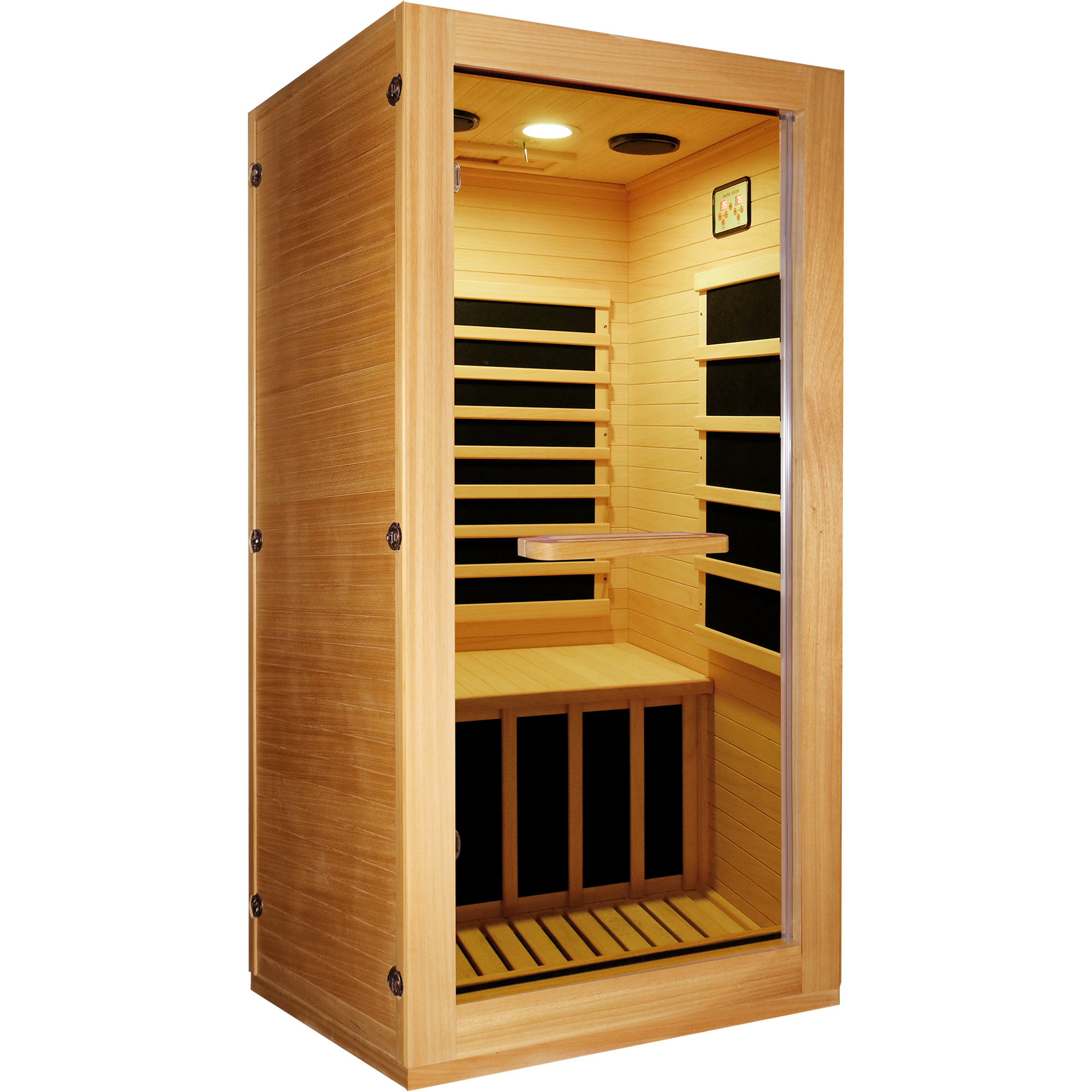 Moray 1-Person Indoor Hemlock Infrared Sauna with 5 Far-infrared Carbon Crystal Heaters, 900W
