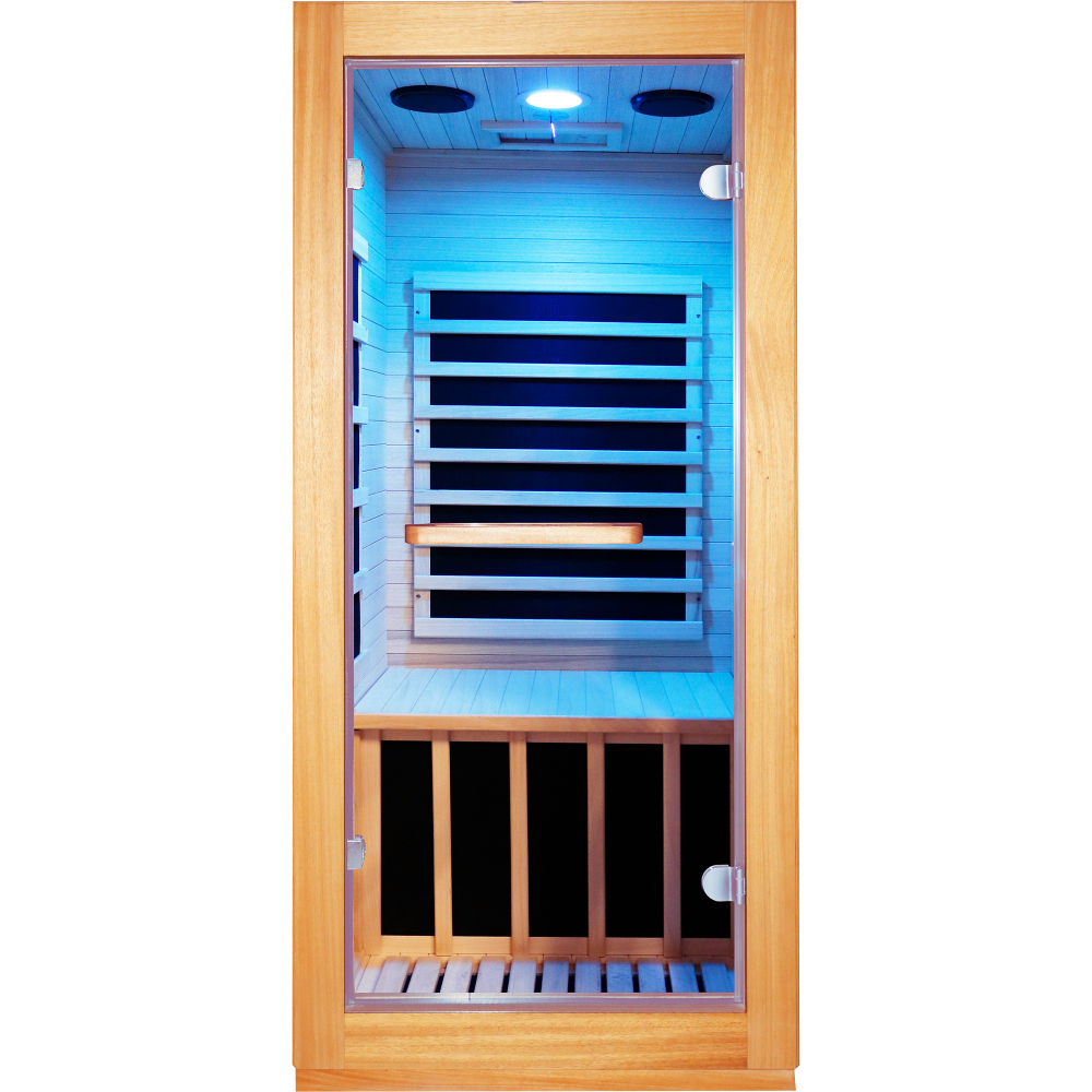 Moray 1-Person Indoor Hemlock Infrared Sauna with 5 Far-infrared Carbon Crystal Heaters, 900W