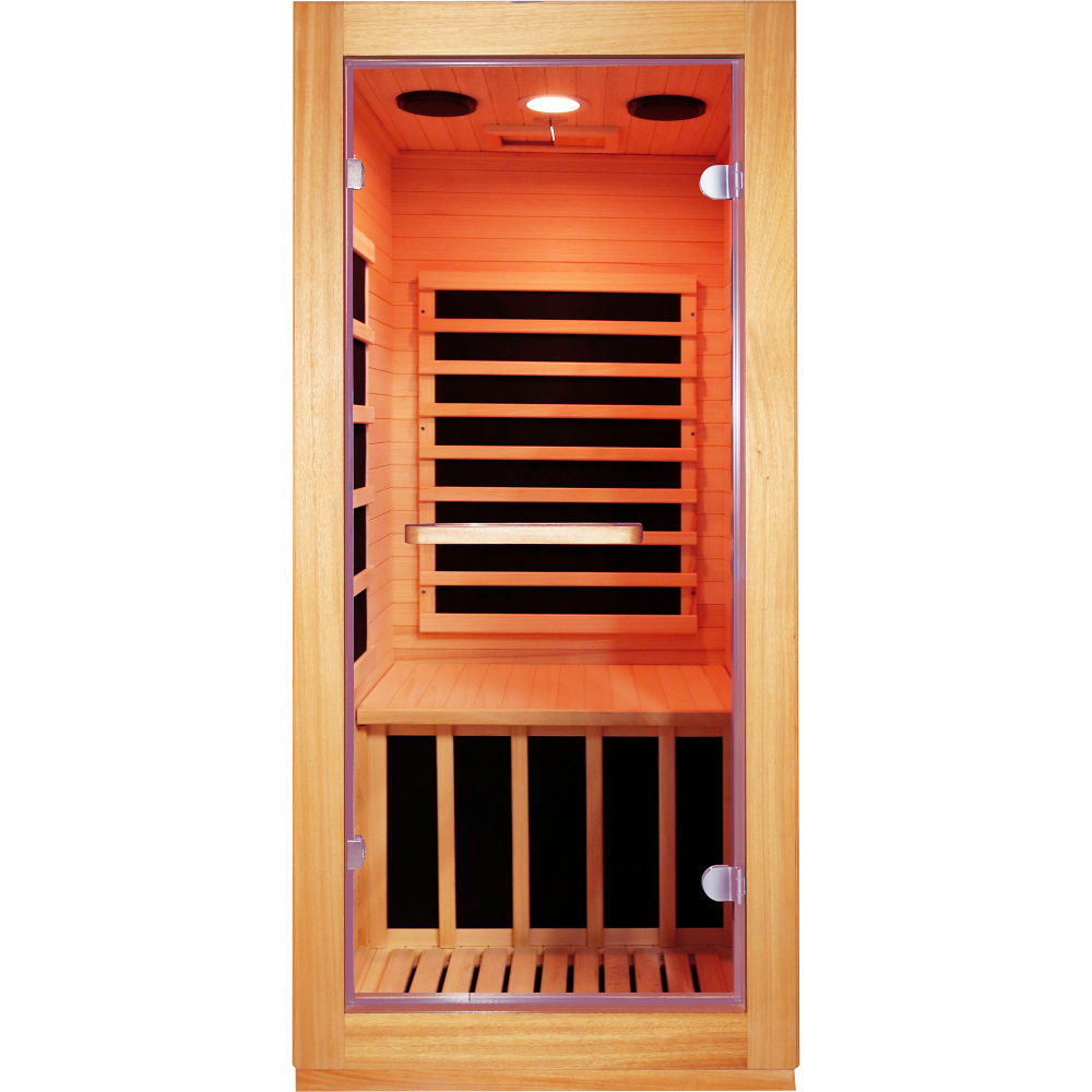 Moray 1-Person Indoor Hemlock Infrared Sauna with 5 Far-infrared Carbon Crystal Heaters, 900W