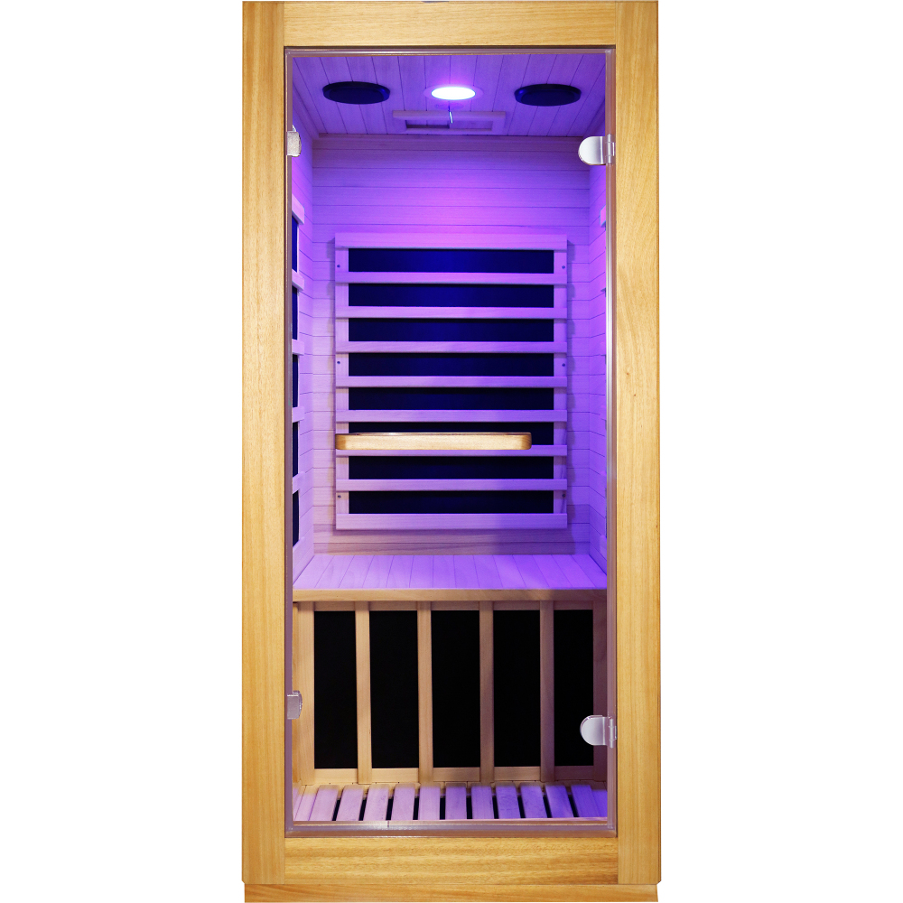 Moray 1-Person Indoor Hemlock Infrared Sauna with 5 Far-infrared Carbon Crystal Heaters, 900W