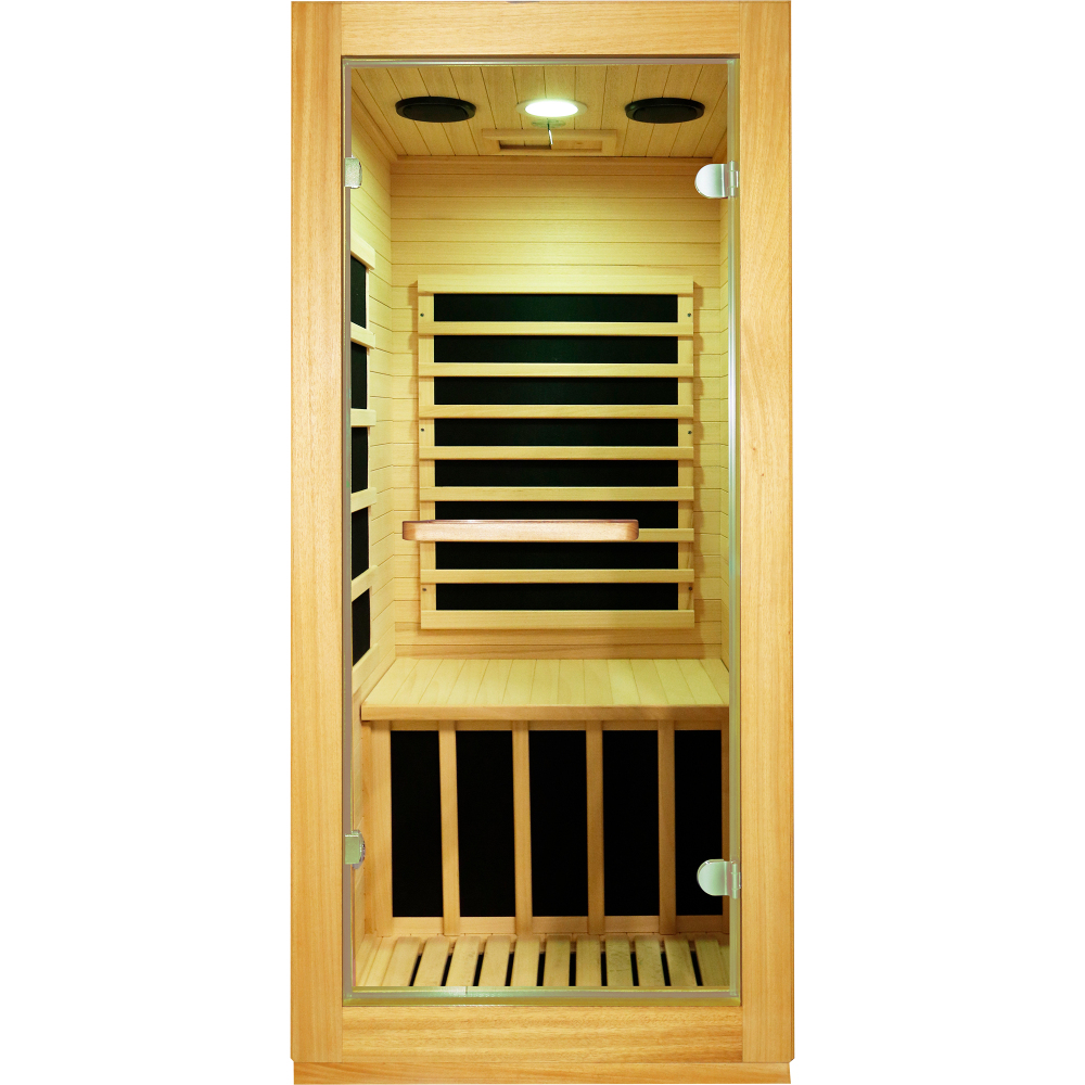 Moray 1-Person Indoor Hemlock Infrared Sauna with 5 Far-infrared Carbon Crystal Heaters, 900W