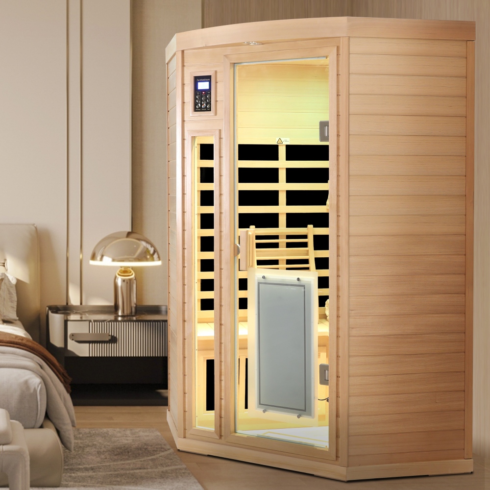 Moray 2-Person Indoor Hemlock Sauna with 8 Far-infrared Carbon Crystal Heaters and Chromotherapy