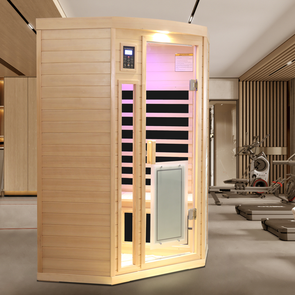 Moray 2-Person Indoor Hemlock Sauna with 8 Far-infrared Carbon Crystal Heaters and Chromotherapy