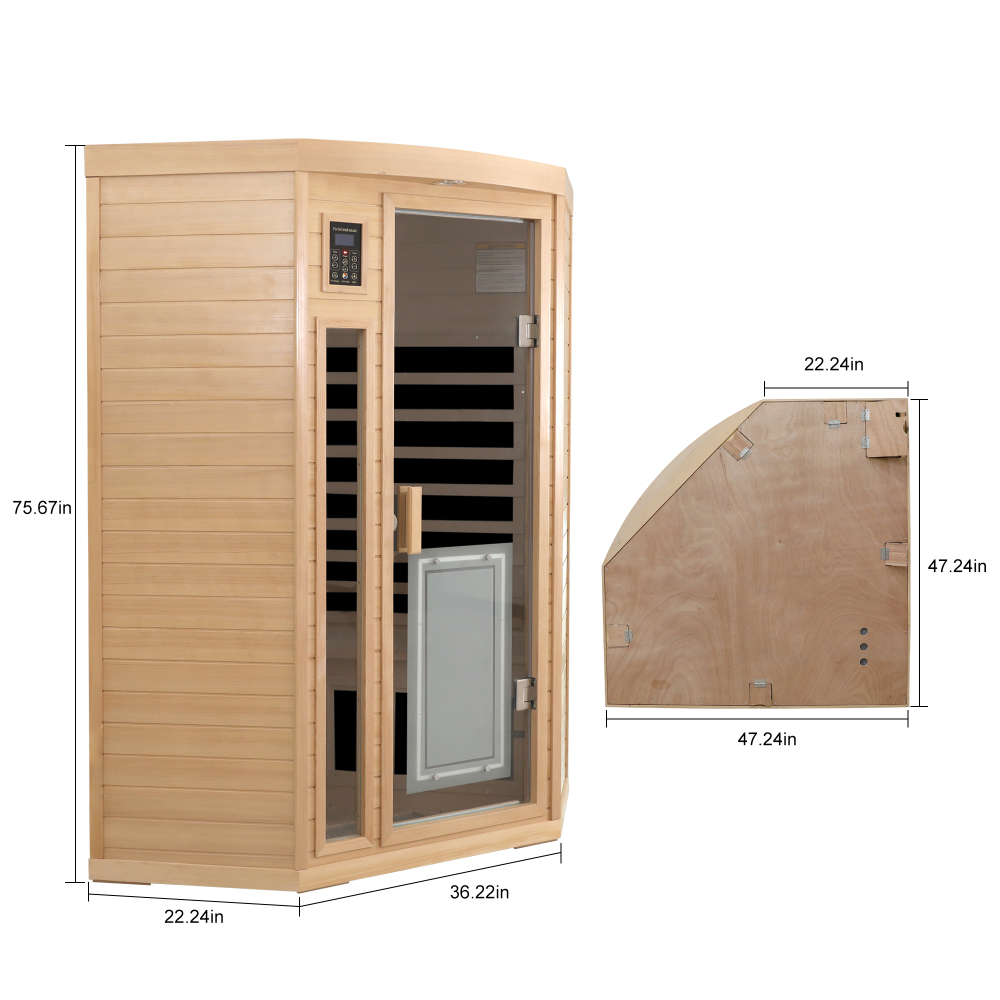 Moray 2-Person Indoor Hemlock Sauna with 8 Far-infrared Carbon Crystal Heaters and Chromotherapy